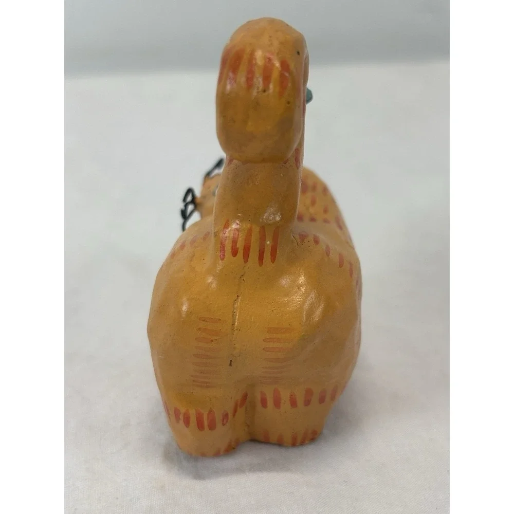 Vtg Small Cat And Bluebird Carved Figure Mini Folk Art Whimsy Crazy Cat Lady